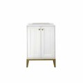 James Martin Vanities Chianti 24in Single Vanity Cabinet, Glossy White, Radiant Gold E303-V24-GW-RGD